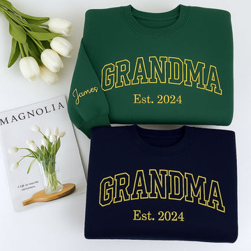 Custom Grandma Varsity Hoodie - Personalised Grandchildren Names - Perfect Mother's Day Gift