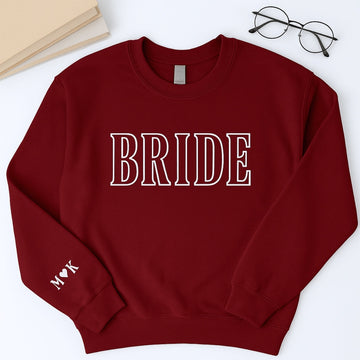 Custom Initials Bride Sweatshirt - Personalised Wedding Embroidered Apparel - Perfect Bridal Gift