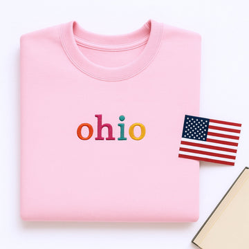 Custom Ohio State Sweatshirt - Rainbow Embroidered Letters - Buckeye State Pride Gift