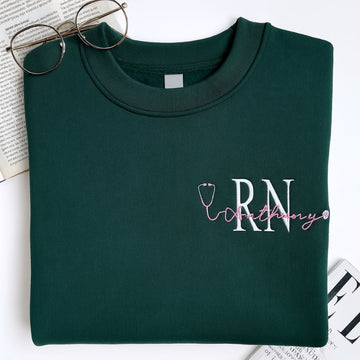 Custom RN Hoodies - Personalised Registered Nurse Embroidered Sweaters - RN Gift