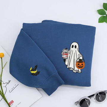 Diet Coke Halloween Ghost Embroidered Hoodies - Funny Trick Or Treat Meme Sweaters - Perfect Halloween Gift