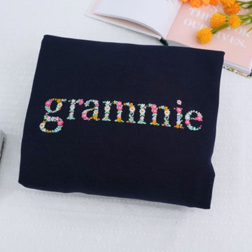 Grammie Custom Hoodies - Floral Embroidered Grandmother Sweaters - Perfect Mother's Day Gift