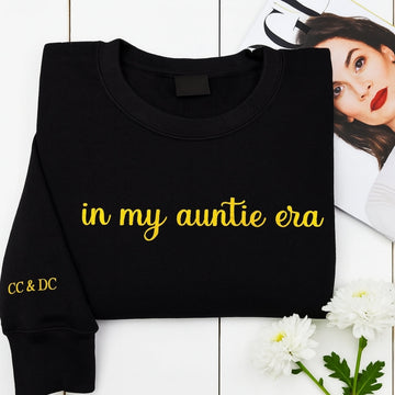 In My Auntie Era Hoodies - Custom Initials Embroidered Sweaters - Personalised Aunt Gift