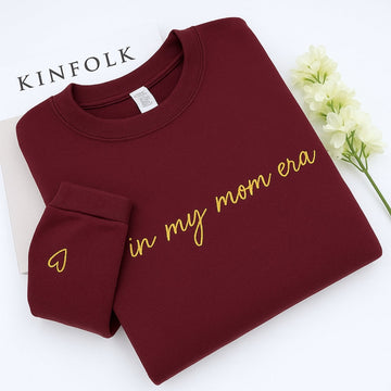 Mom Era Custom Sweatshirt - In My Mom Era Embroidered Hoodie - Personalised Initial Mother's Day Gift