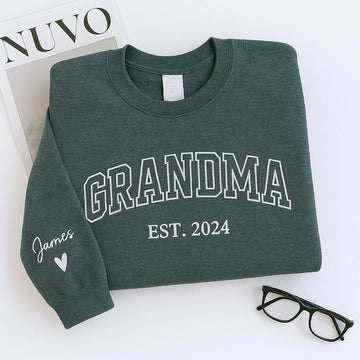Personalised Grandma Sweatshirt | Custom EST Embroidered - Grandchildren Names Gift