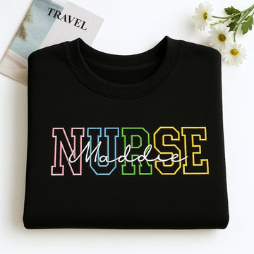 Personalised Nurse Hoodies - Custom Name Embroidered Healthcare Apparel - RN Gift
