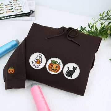 Spooky Cookie Custom Sweaters - Halloween Patch Embroidered Apparel - Perfect Cute Halloween Gift