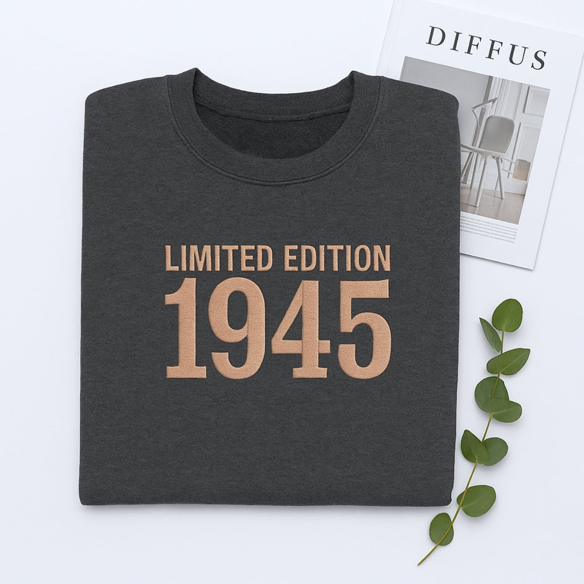 1945 Limited Edition Custom Embroidered Sweatshirt - Personalized 80th Birthday Gift for Grandpa