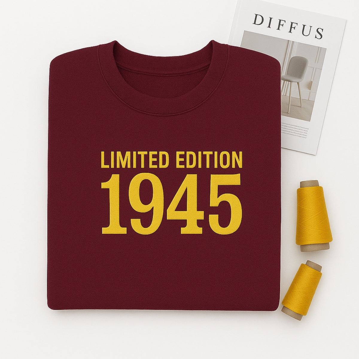 1945 Limited Edition Custom Embroidered Sweatshirt - Personalized 80th Birthday Gift for Grandpa