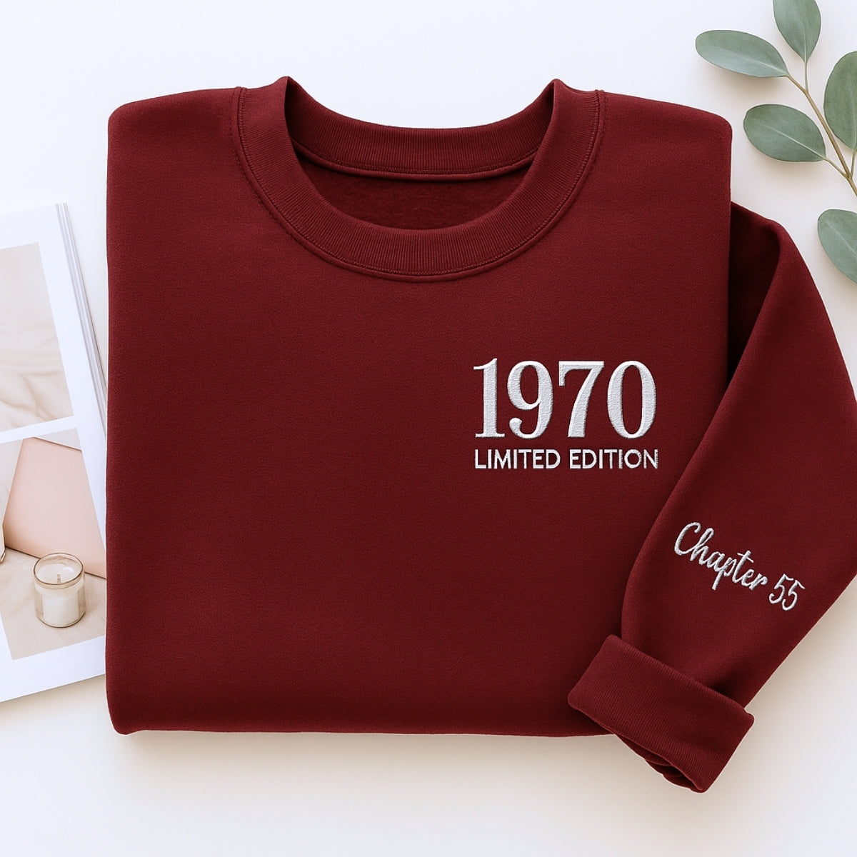 1970 Limited Edition Custom Embroidered Sweatshirt - Personalized 55th Birthday Gift Unisex