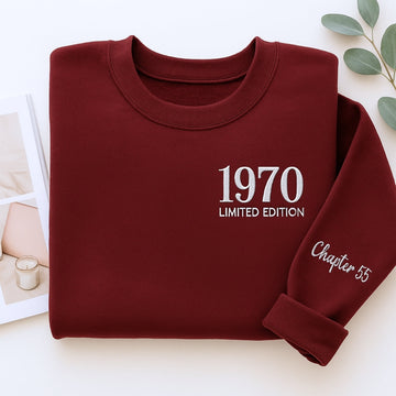 1970 Limited Edition Custom Embroidered Sweatshirt - Personalized 55th Birthday Gift Unisex