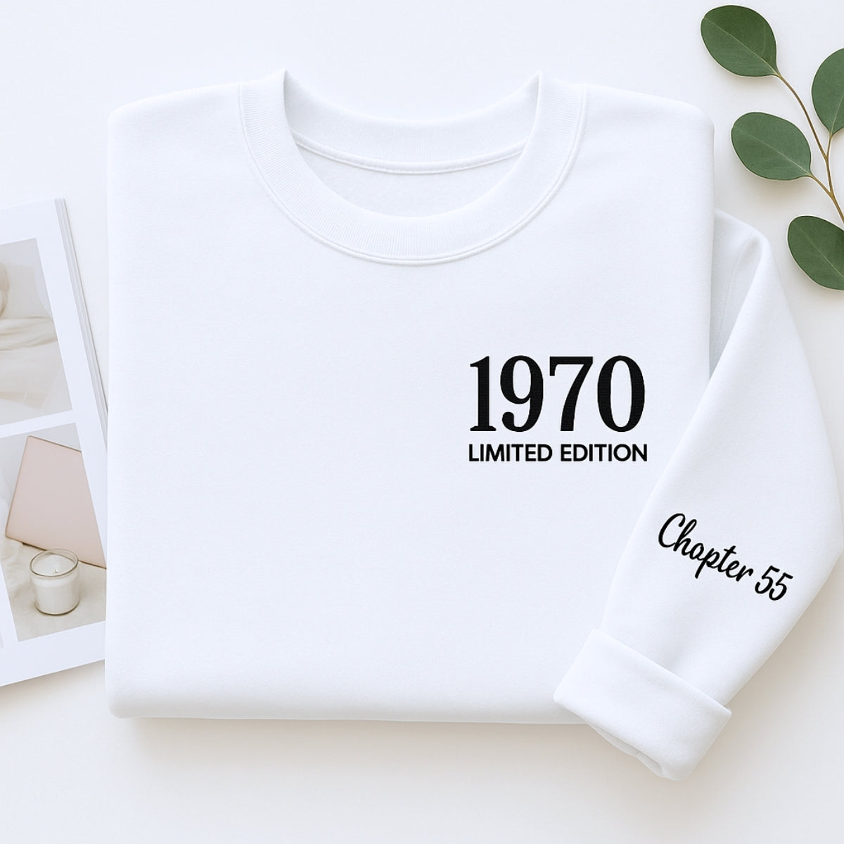 1970 Limited Edition Custom Embroidered Sweatshirt - Personalized 55th Birthday Gift Unisex