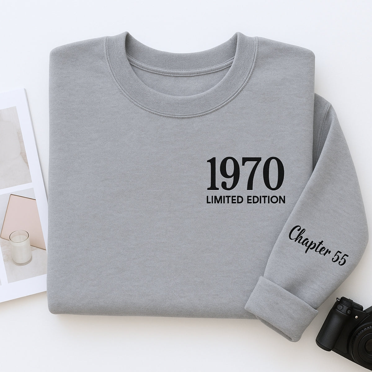 1970 Limited Edition Custom Embroidered Sweatshirt - Personalized 55th Birthday Gift Unisex