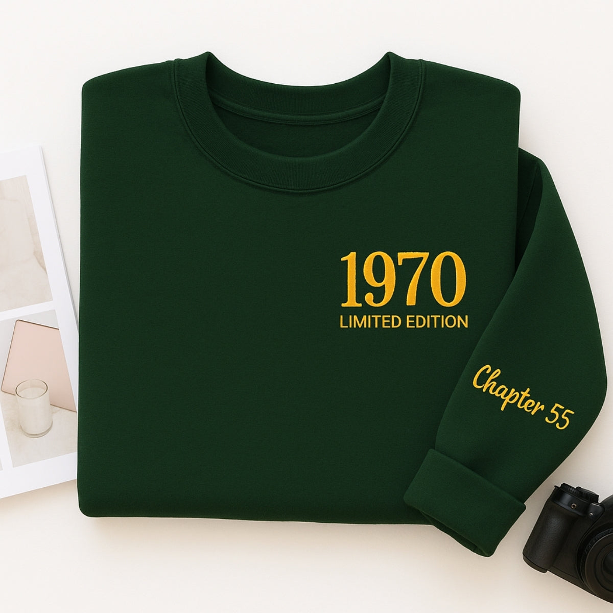 1970 Limited Edition Custom Embroidered Sweatshirt - Personalized 55th Birthday Gift Unisex