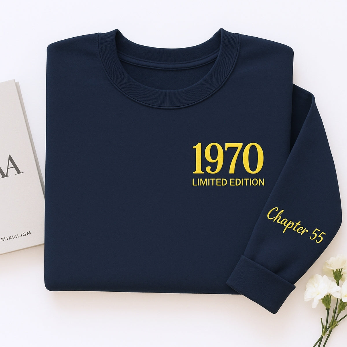 1970 Limited Edition Custom Embroidered Sweatshirt - Personalized 55th Birthday Gift Unisex