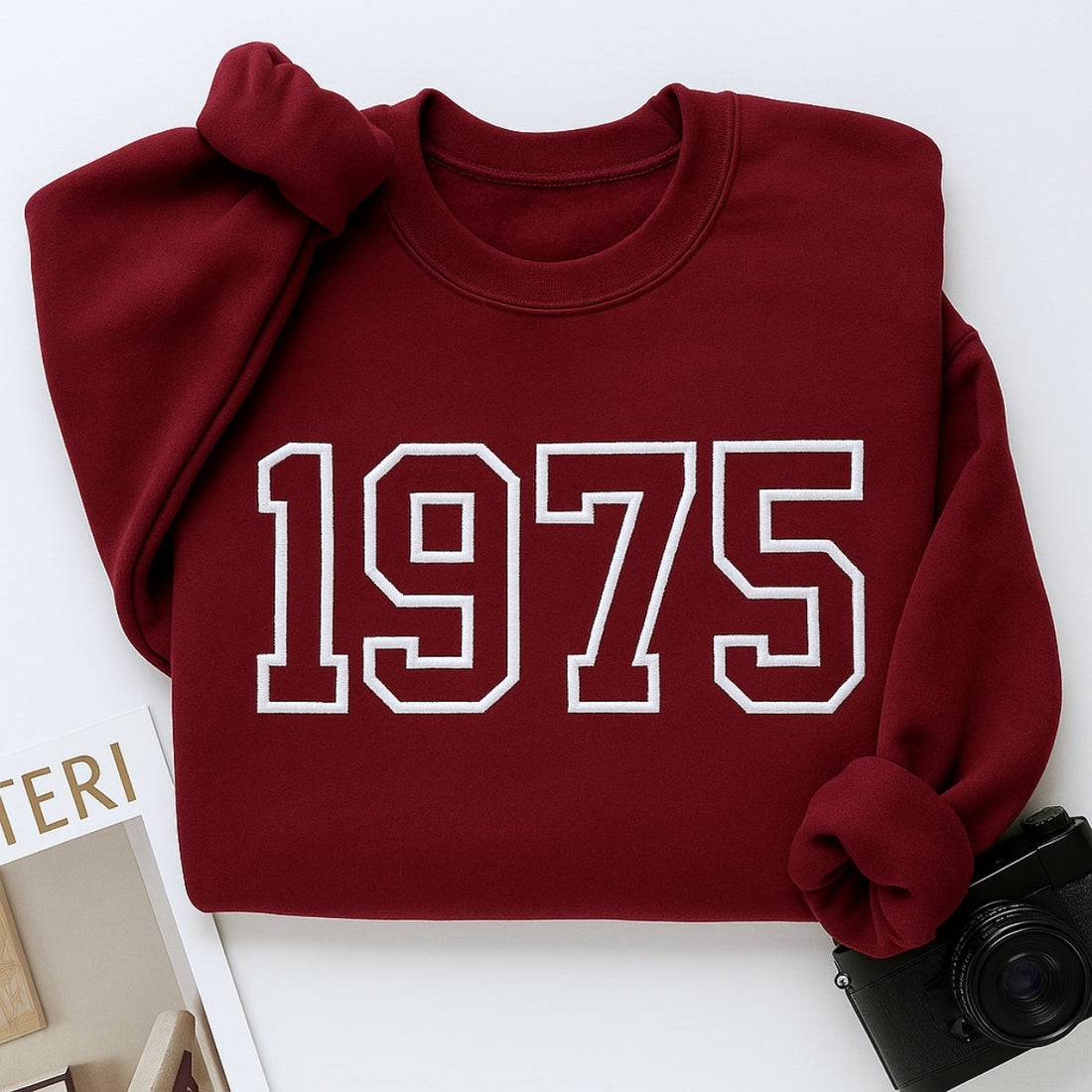 1975 Custom Embroidered Birthday Hoodie - Personalized 50th Birthday Gift