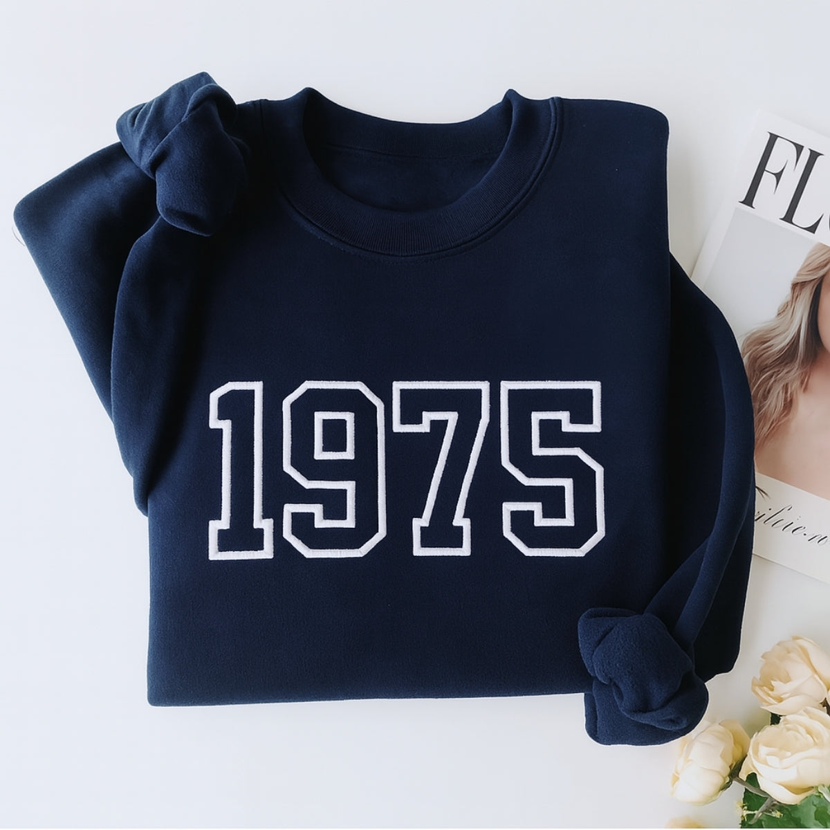 1975 Custom Embroidered Birthday Hoodie - Personalized 50th Birthday Gift