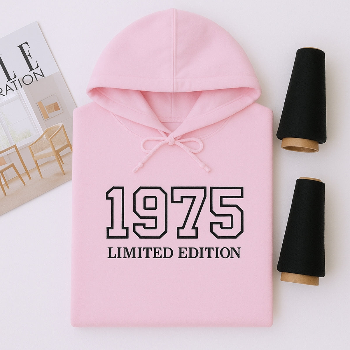 1975 Limited Edition Custom Embroidered Hoodie - Personalized 50th Birthday Gift for HerHim