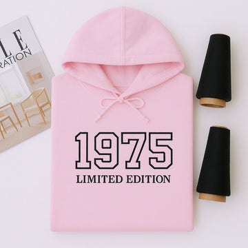 1975 Limited Edition Custom Embroidered Hoodie - Personalized 50th Birthday Gift for HerHim