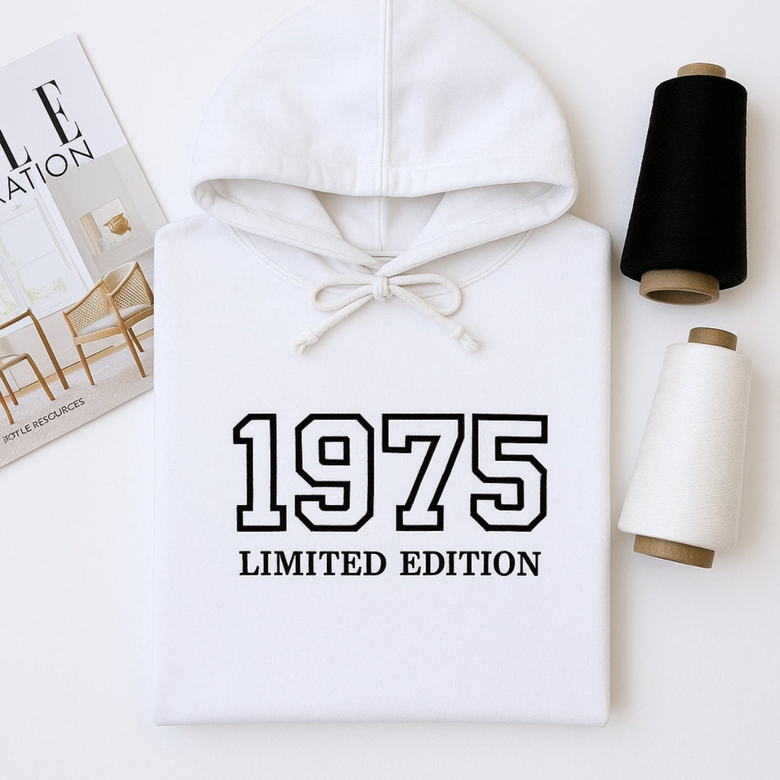 1975 Limited Edition Custom Embroidered Hoodie - Personalized 50th Birthday Gift for HerHim