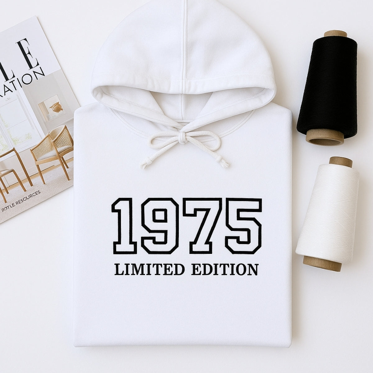 1975 Limited Edition Custom Embroidered Hoodie - Personalized 50th Birthday Gift for HerHim