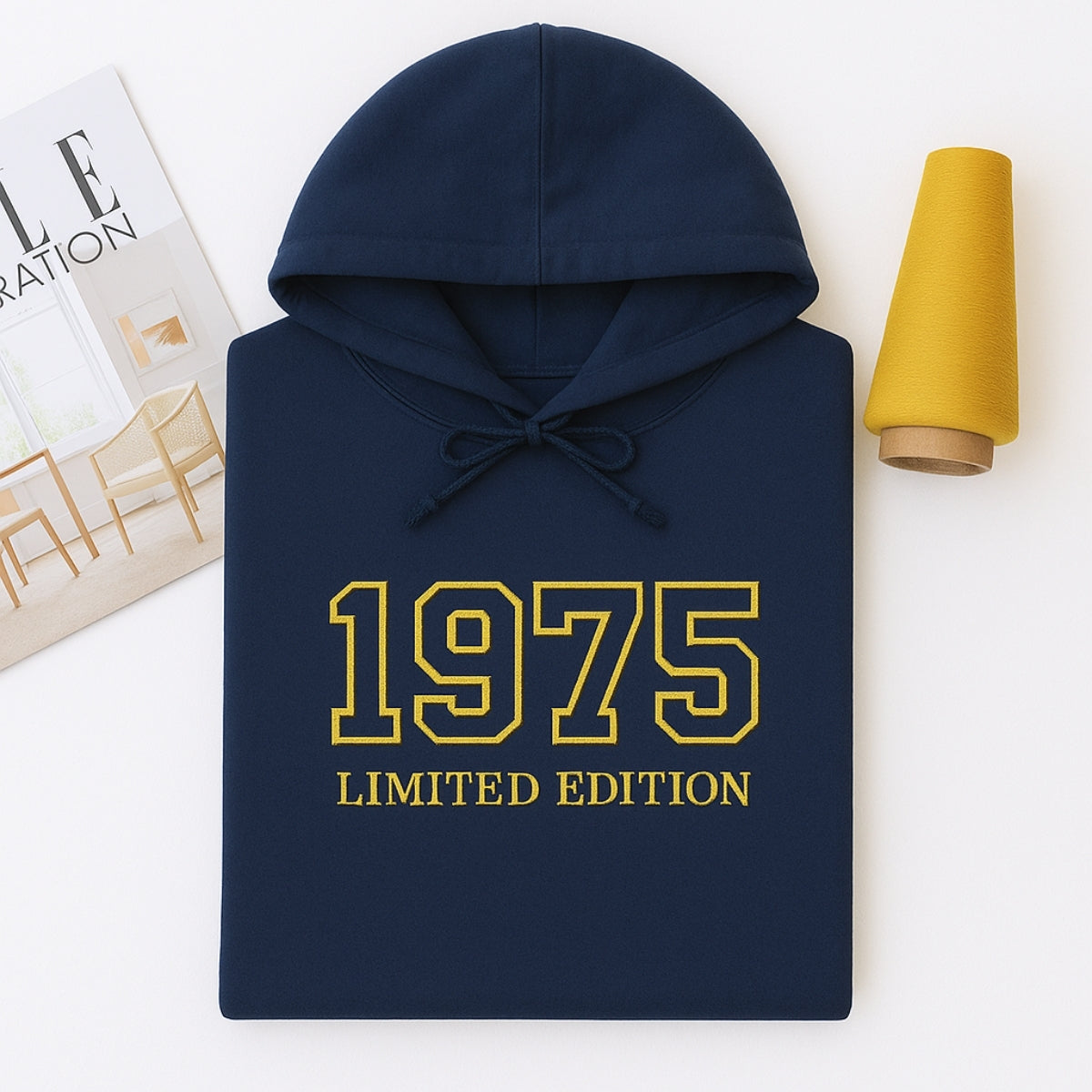 1975 Limited Edition Custom Embroidered Hoodie - Personalized 50th Birthday Gift for HerHim