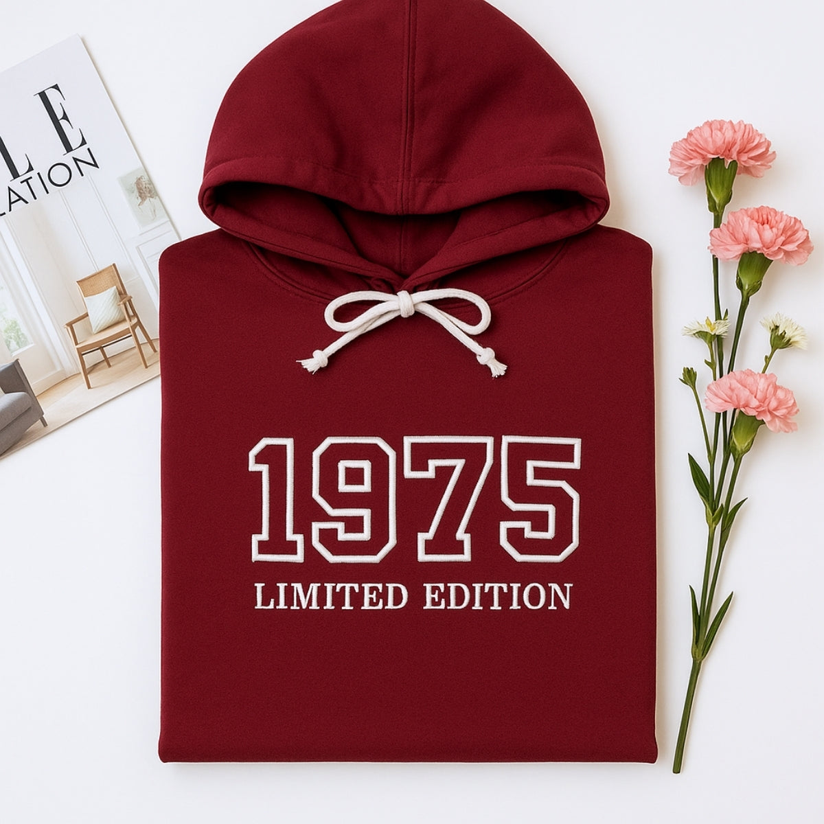 1975 Limited Edition Custom Embroidered Hoodie - Personalized 50th Birthday Gift for HerHim