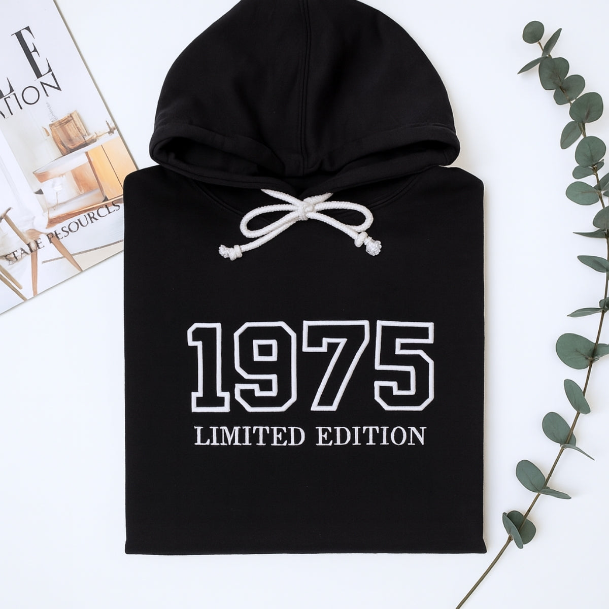 1975 Limited Edition Custom Embroidered Hoodie - Personalized 50th Birthday Gift for HerHim