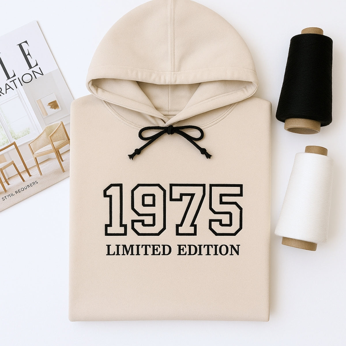 1975 Limited Edition Custom Embroidered Hoodie - Personalized 50th Birthday Gift for HerHim