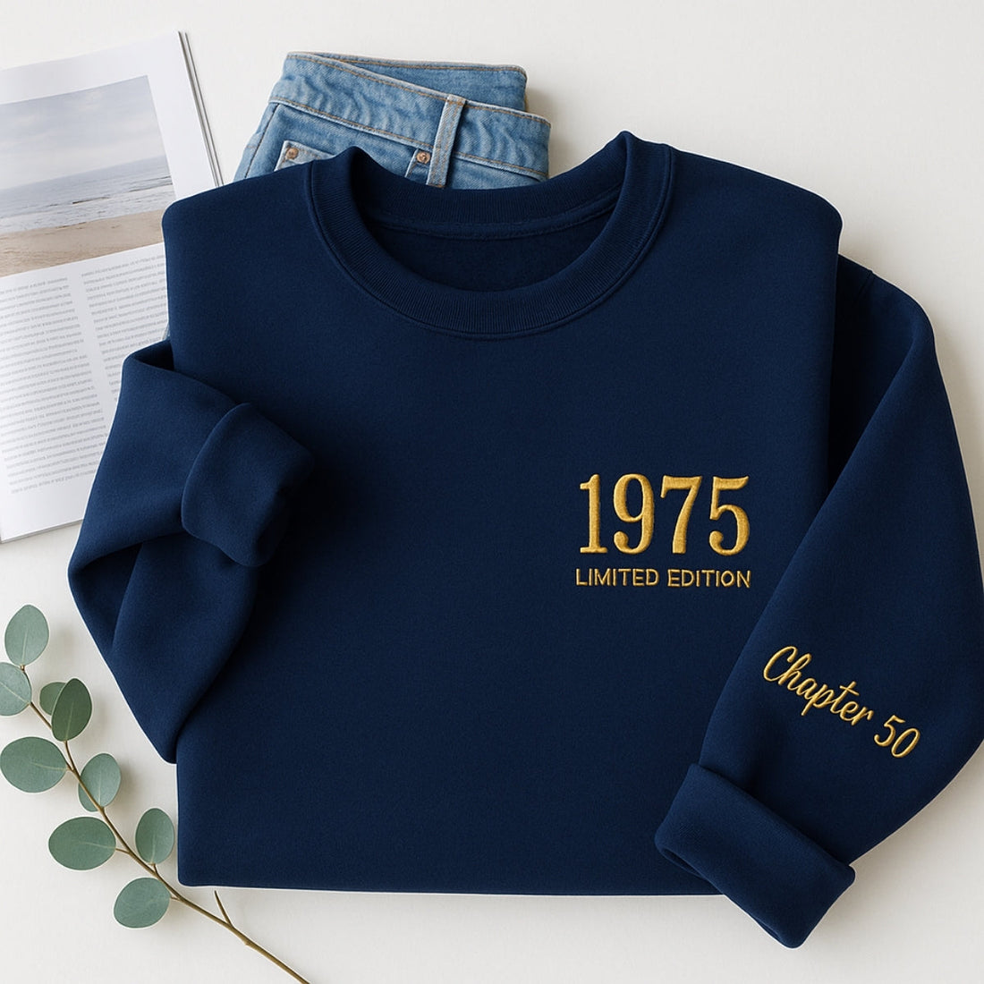 1975 Limited Edition Custom Embroidered Sweatshirt - Personalized 50th Birthday Gift Unisex