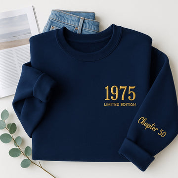 1975 Limited Edition Custom Embroidered Sweatshirt - Personalized 50th Birthday Gift Unisex
