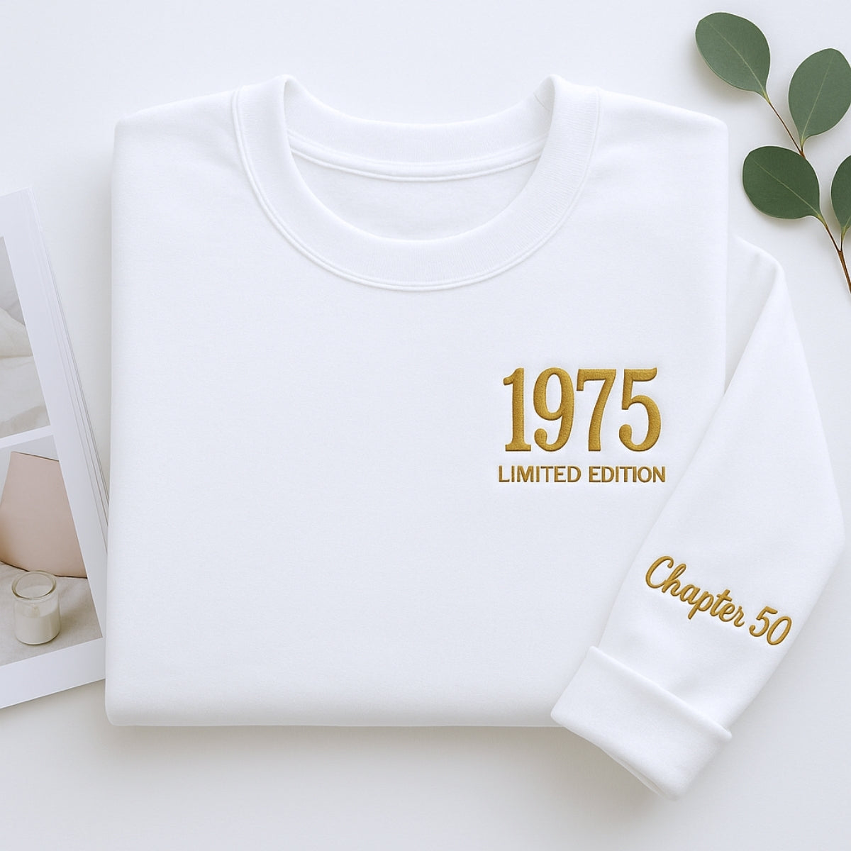 1975 Limited Edition Custom Embroidered Sweatshirt - Personalized 50th Birthday Gift Unisex
