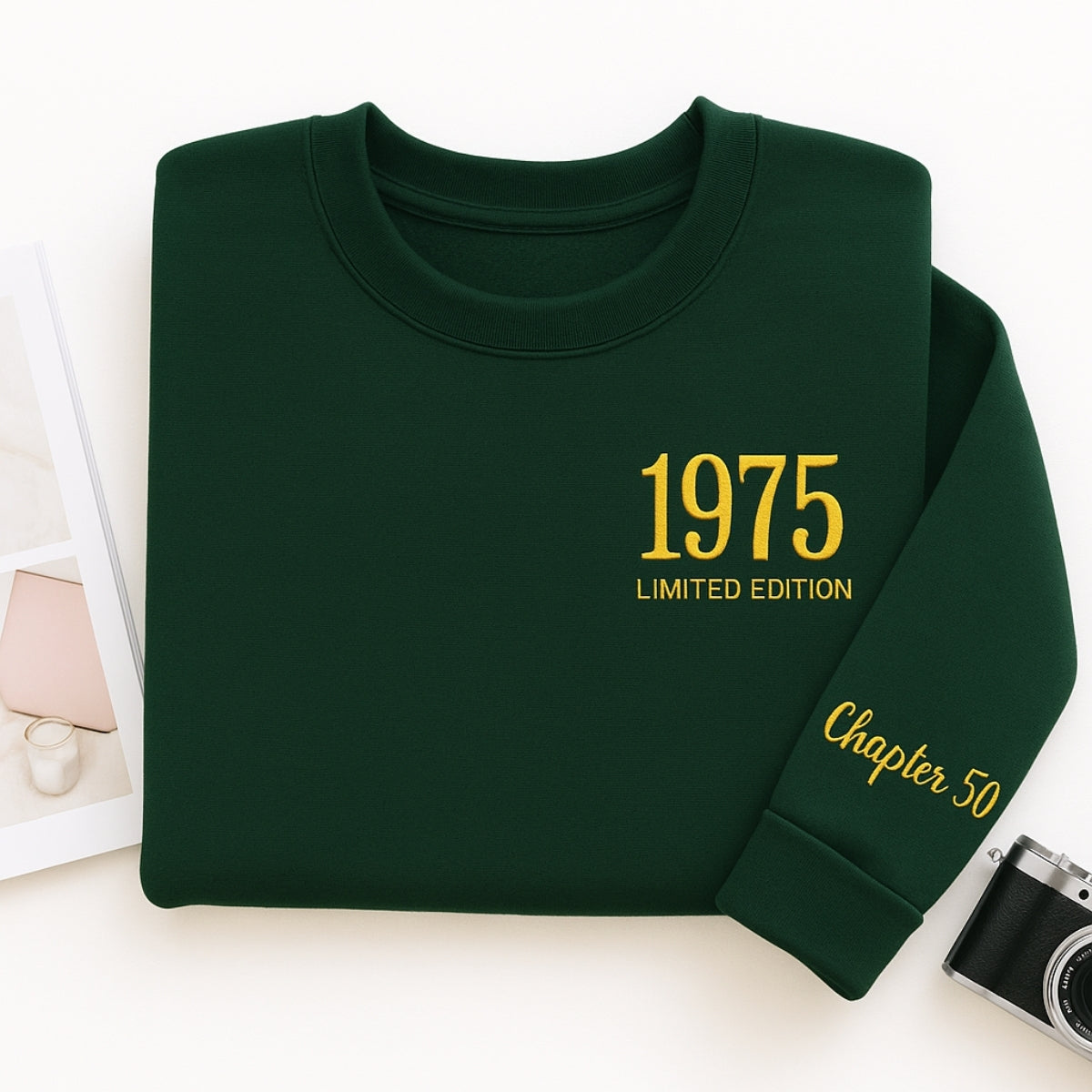 1975 Limited Edition Custom Embroidered Sweatshirt - Personalized 50th Birthday Gift Unisex