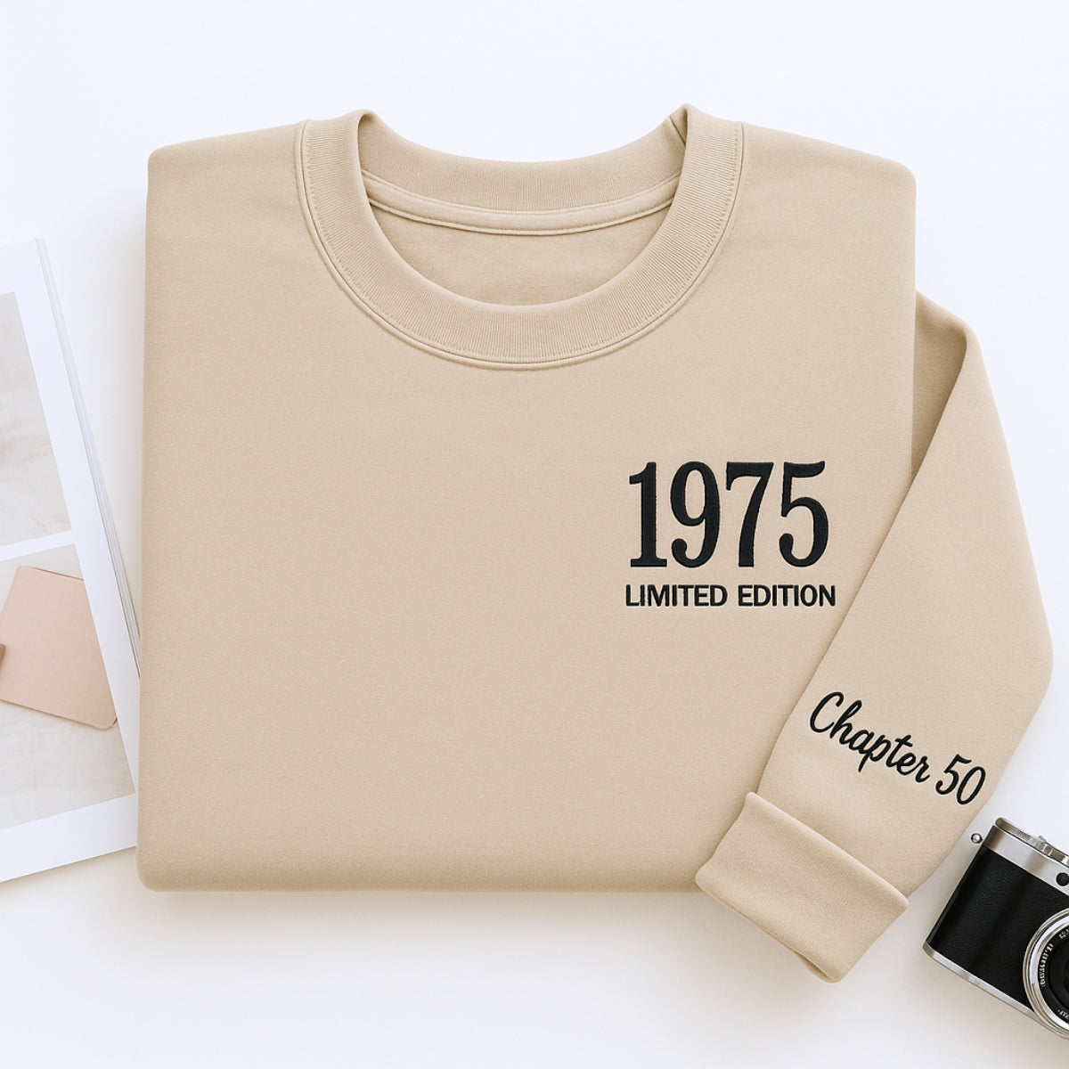 1975 Limited Edition Custom Embroidered Sweatshirt - Personalized 50th Birthday Gift Unisex