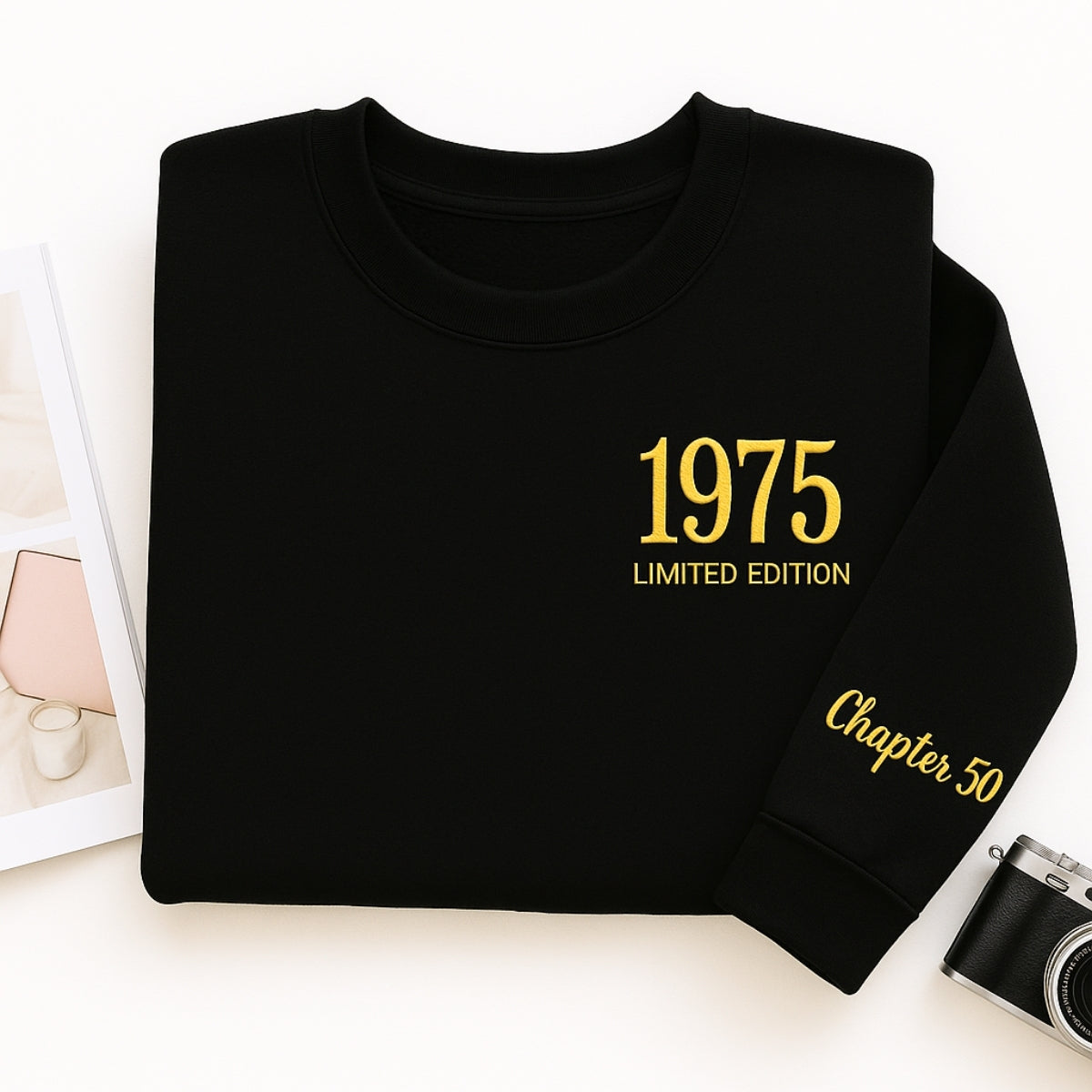 1975 Limited Edition Custom Embroidered Sweatshirt - Personalized 50th Birthday Gift Unisex