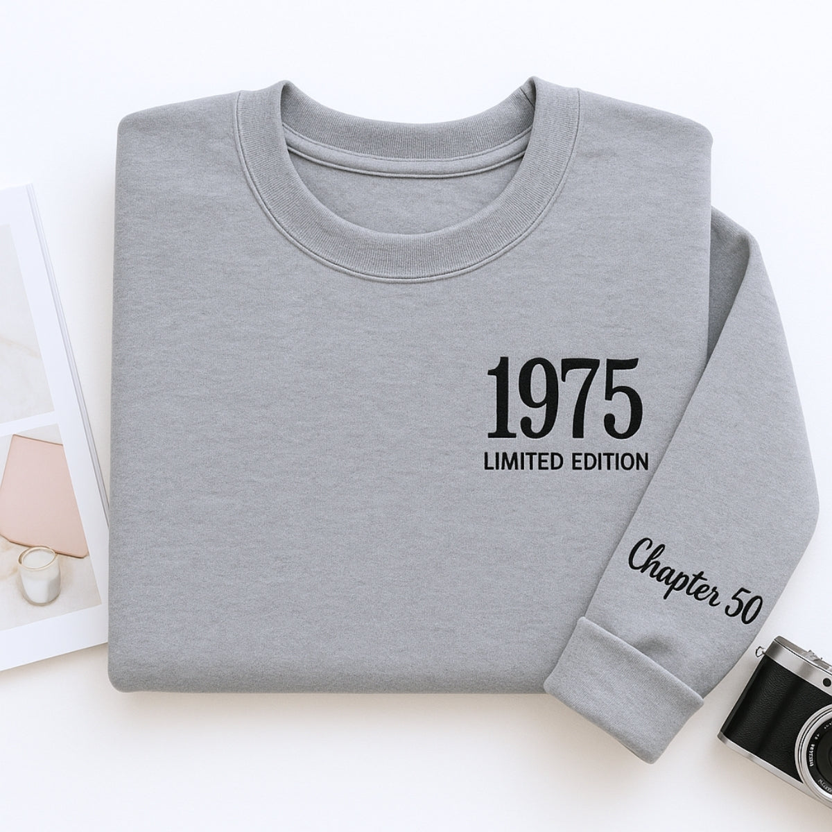 1975 Limited Edition Custom Embroidered Sweatshirt - Personalized 50th Birthday Gift Unisex