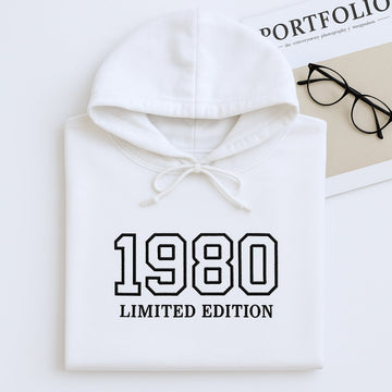 1980 Limited Edition Custom Embroidered Hoodie - Personalized 45th Birthday Gift
