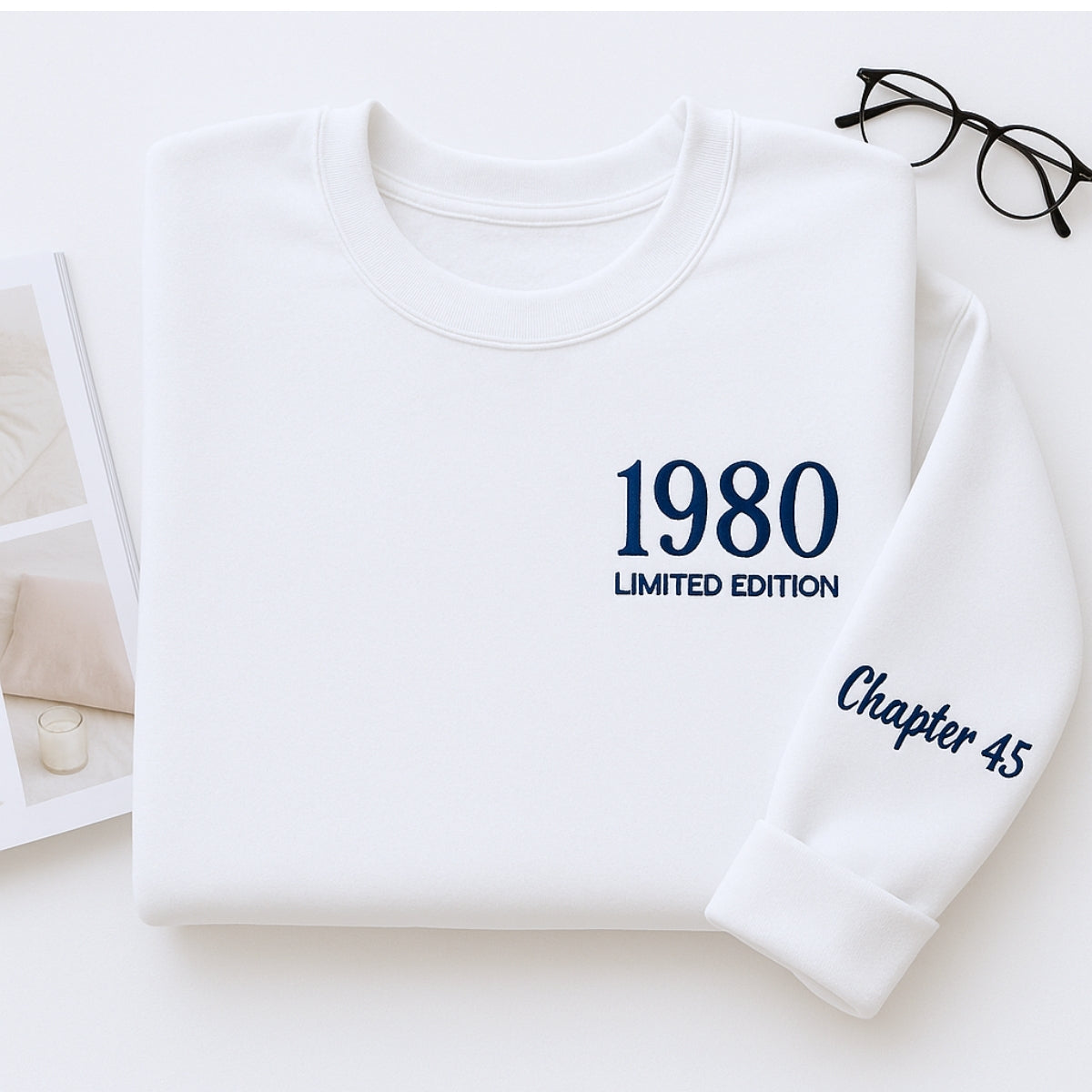 1980 Limited Edition Custom Embroidered Sweatshirt - Personalized 45th Birthday Gift Unisex