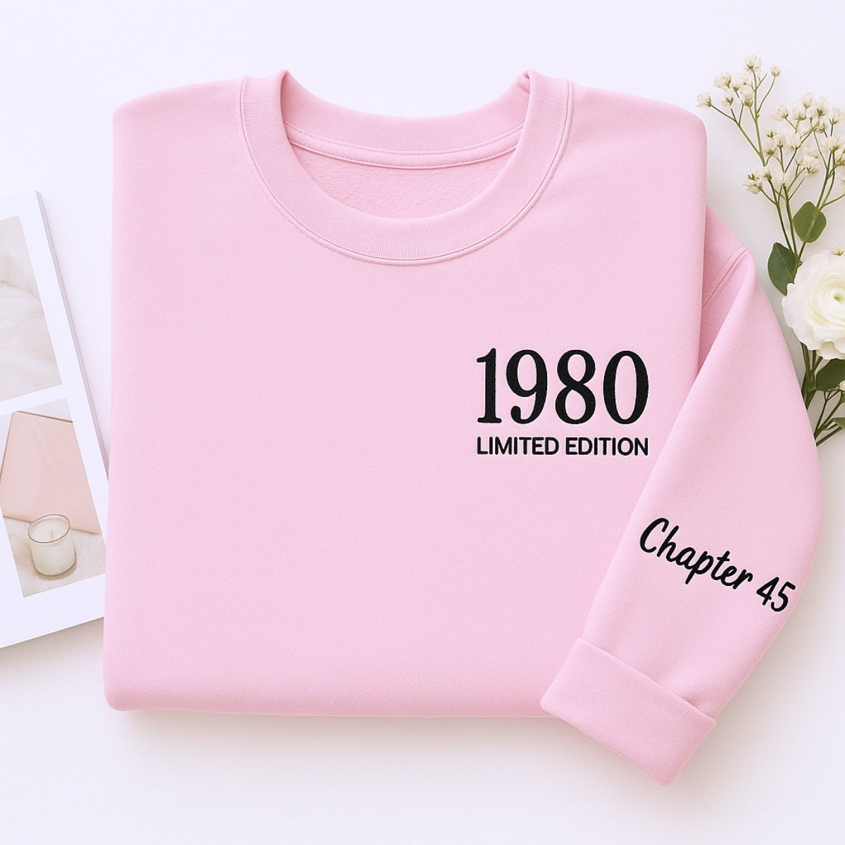 1980 Limited Edition Custom Embroidered Sweatshirt - Personalized 45th Birthday Gift Unisex