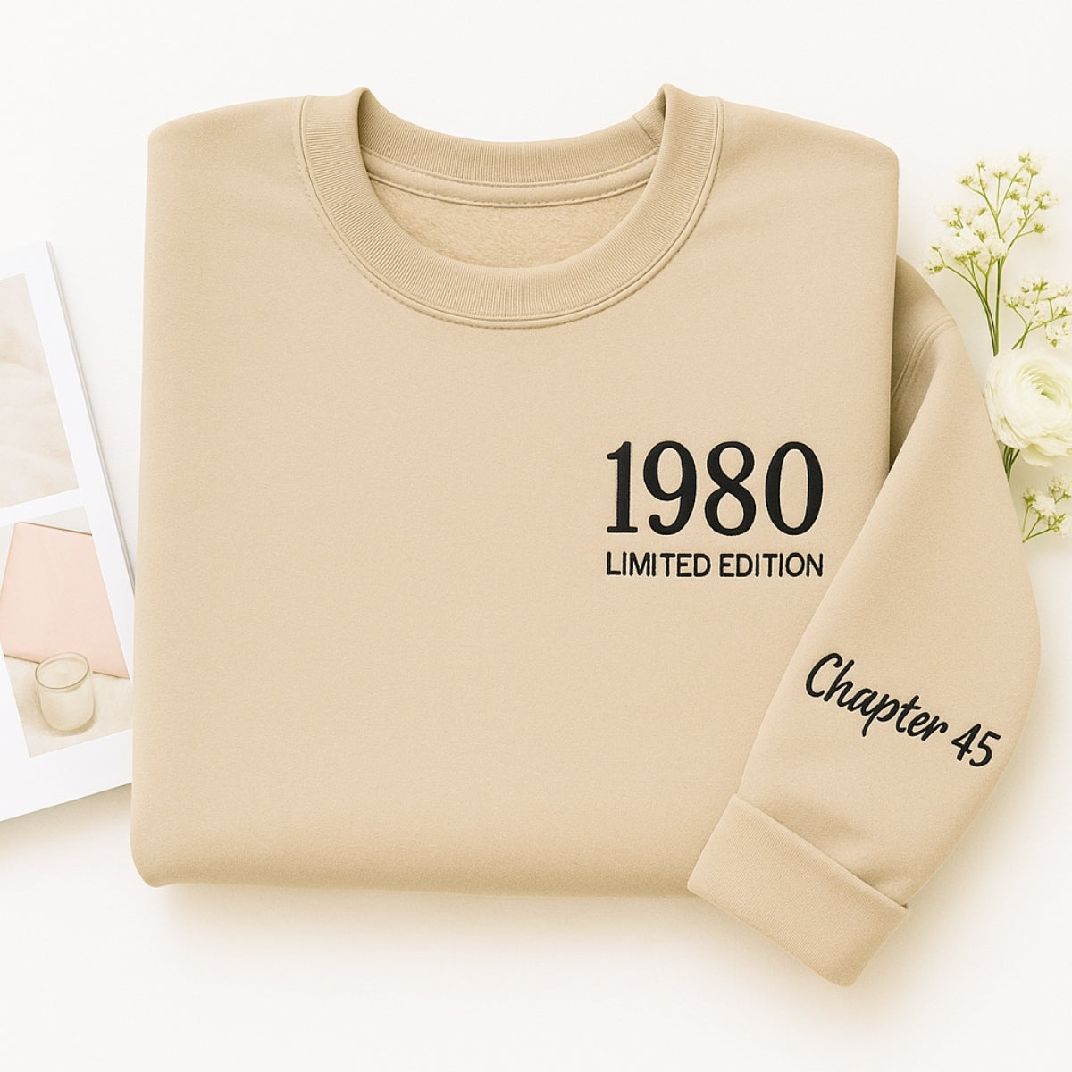 1980 Limited Edition Custom Embroidered Sweatshirt - Personalized 45th Birthday Gift Unisex