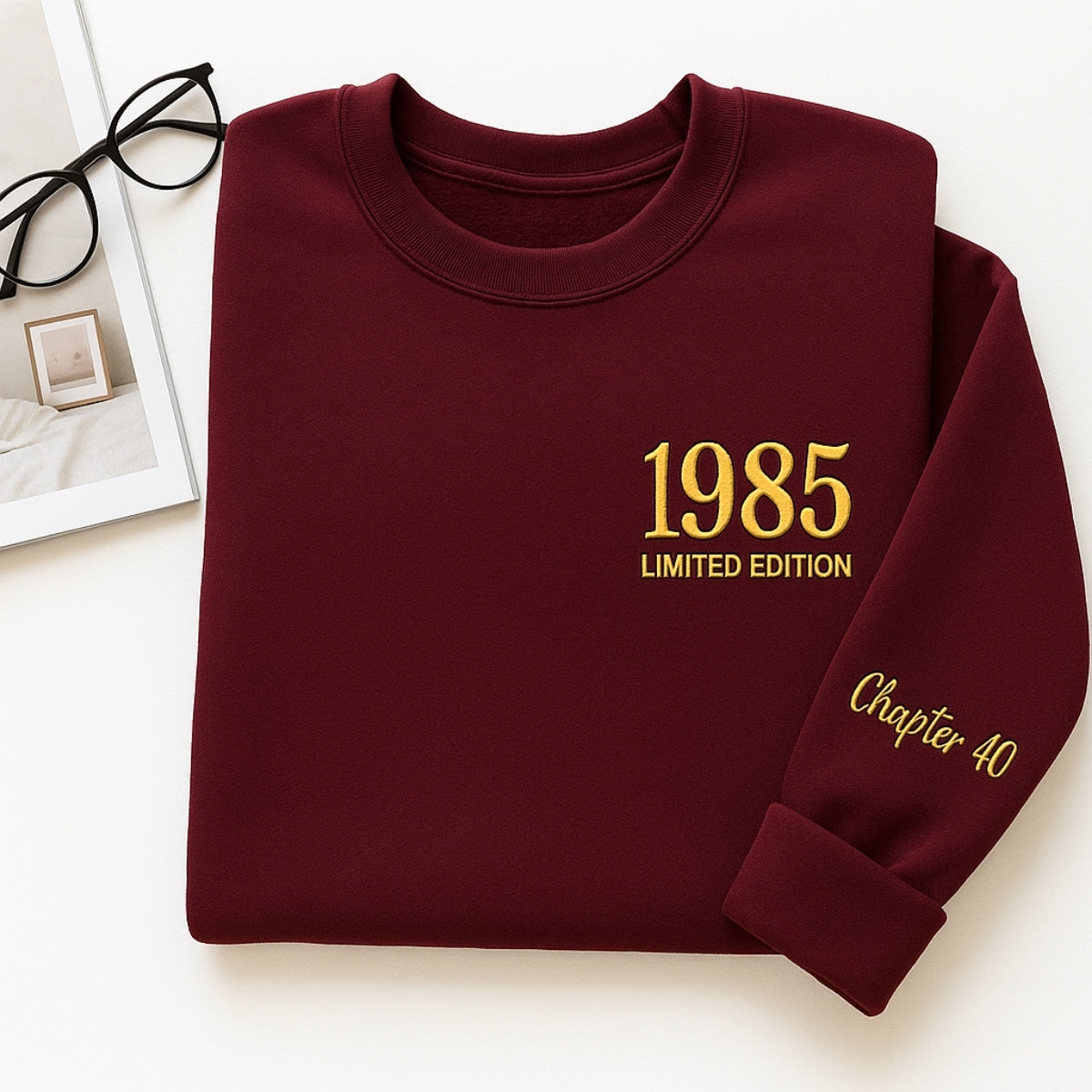 1985 Limited Edition Custom Embroidered Sweatshirt - Personalized 40th Birthday Gift Unisex