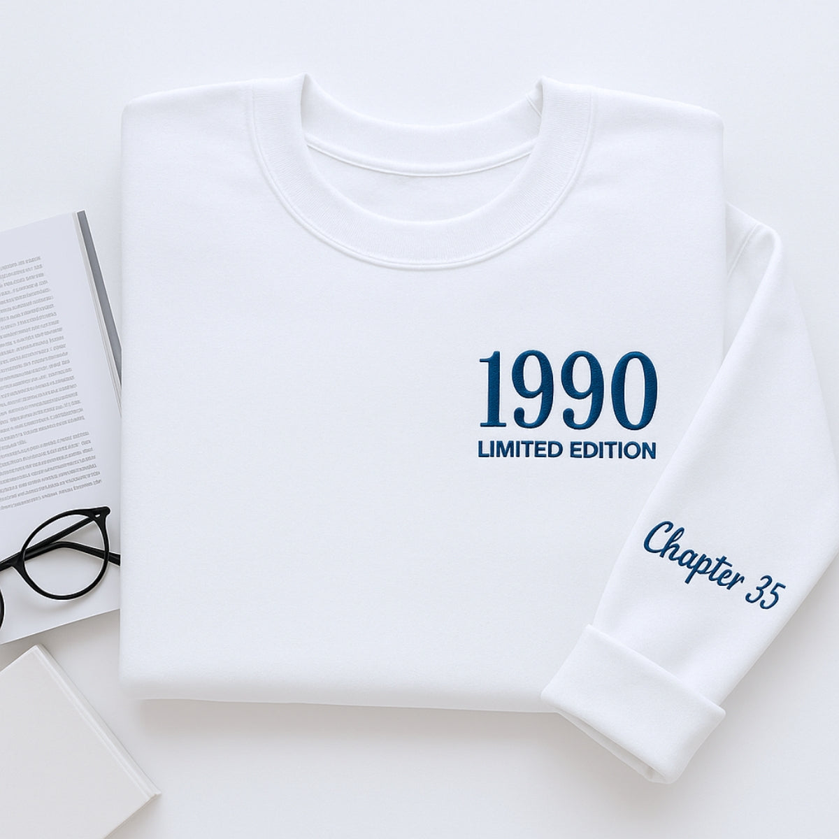 1990 Limited Edition Custom Embroidered Sweatshirt - Personalized 35th Birthday Gift