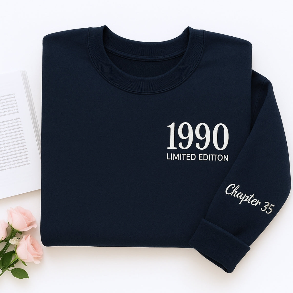 1990 Limited Edition Custom Embroidered Sweatshirt - Personalized 35th Birthday Gift
