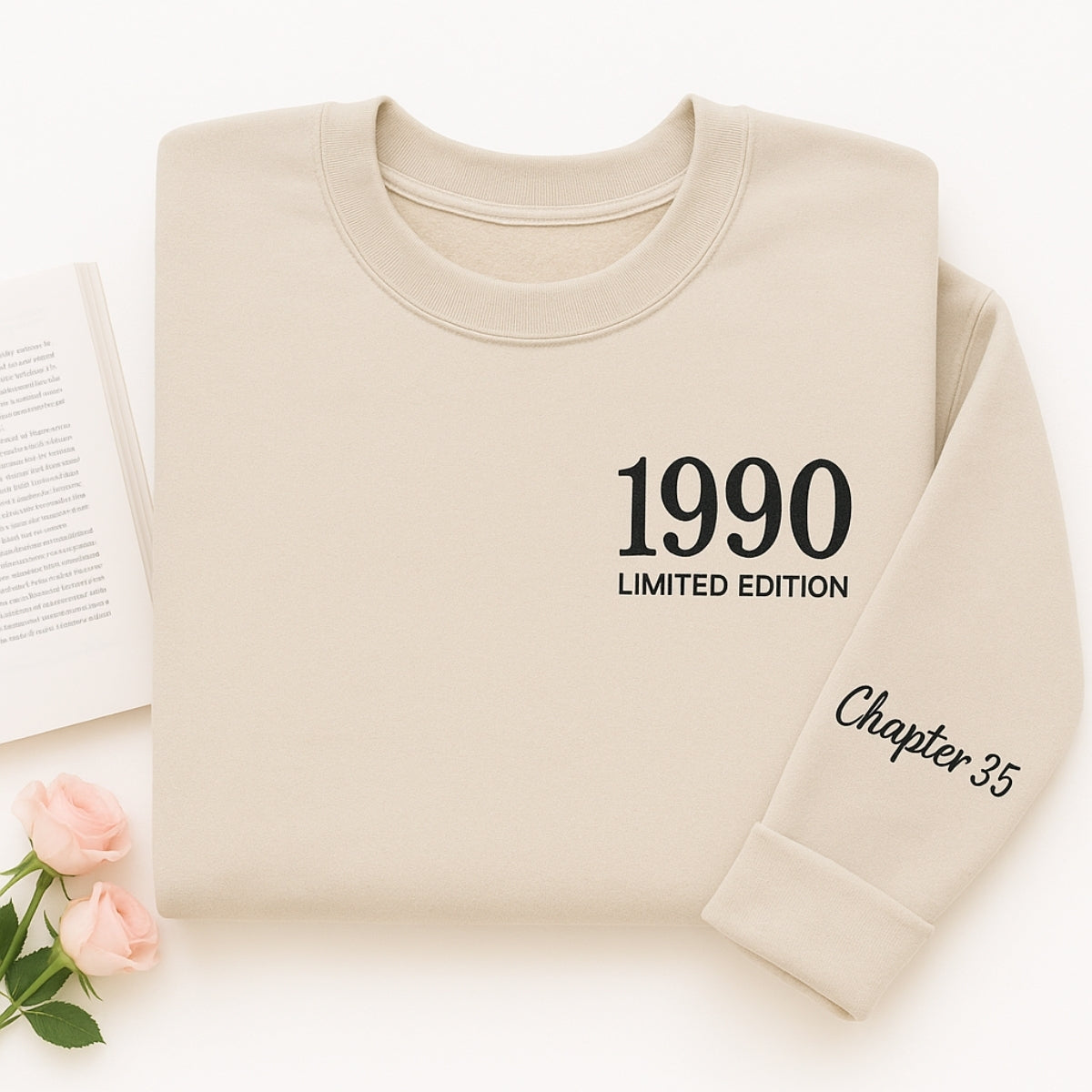 1990 Limited Edition Custom Embroidered Sweatshirt - Personalized 35th Birthday Gift
