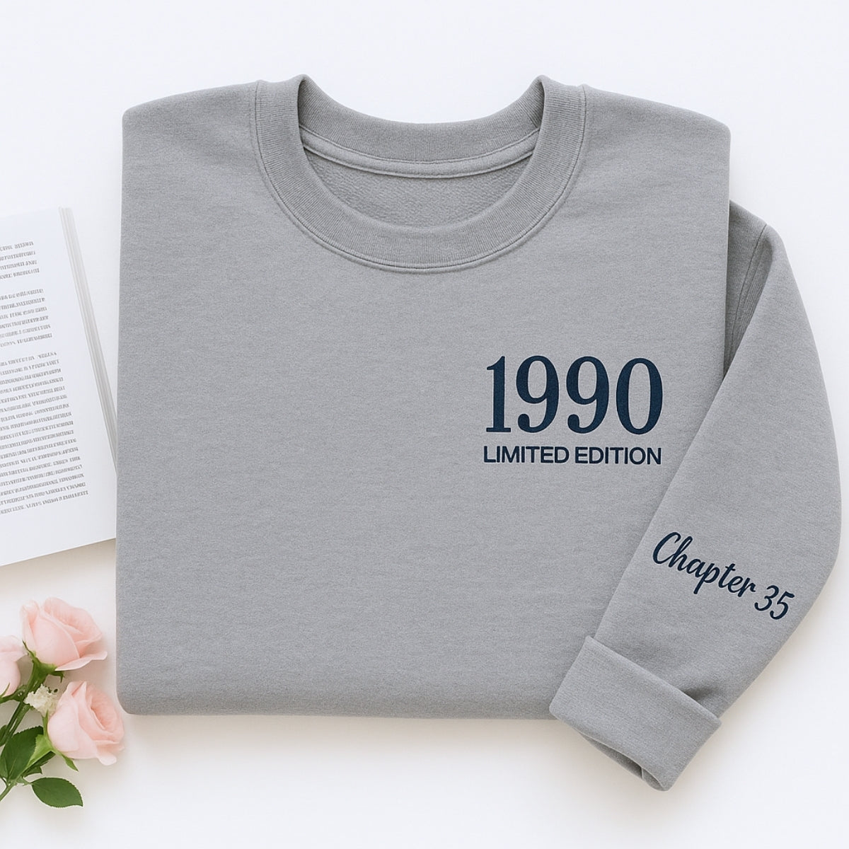 1990 Limited Edition Custom Embroidered Sweatshirt - Personalized 35th Birthday Gift