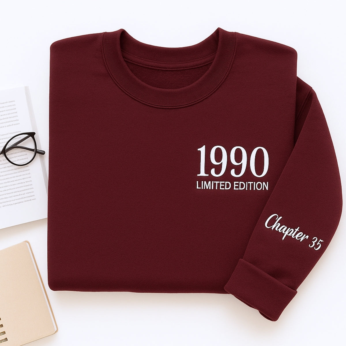 1990 Limited Edition Custom Embroidered Sweatshirt - Personalized 35th Birthday Gift