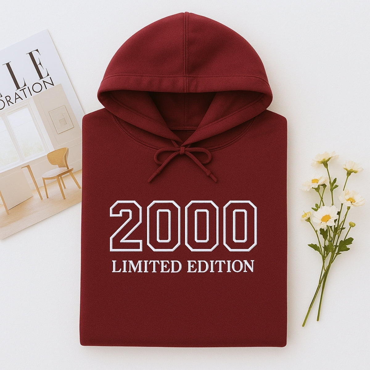2000 Limited Edition Custom Embroidered Hoodie - Personalized 25th Birthday Gift