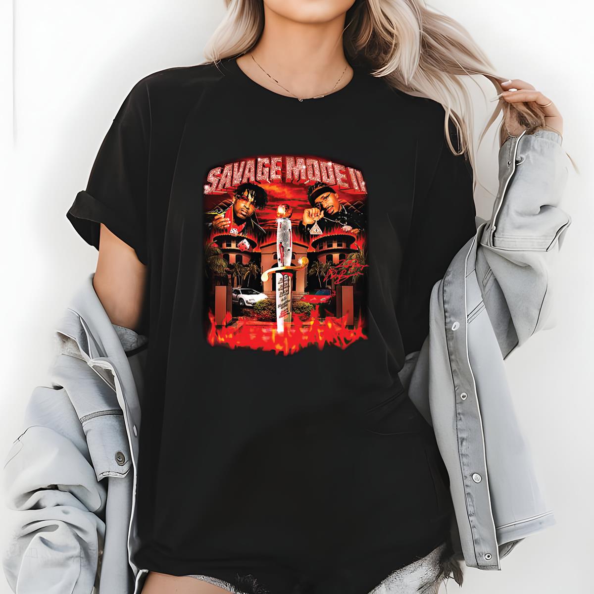 21 Savage and Metro Boomin Savage Mode II Limited Edition Vintage Retro Black Unisex T-Shirt 
