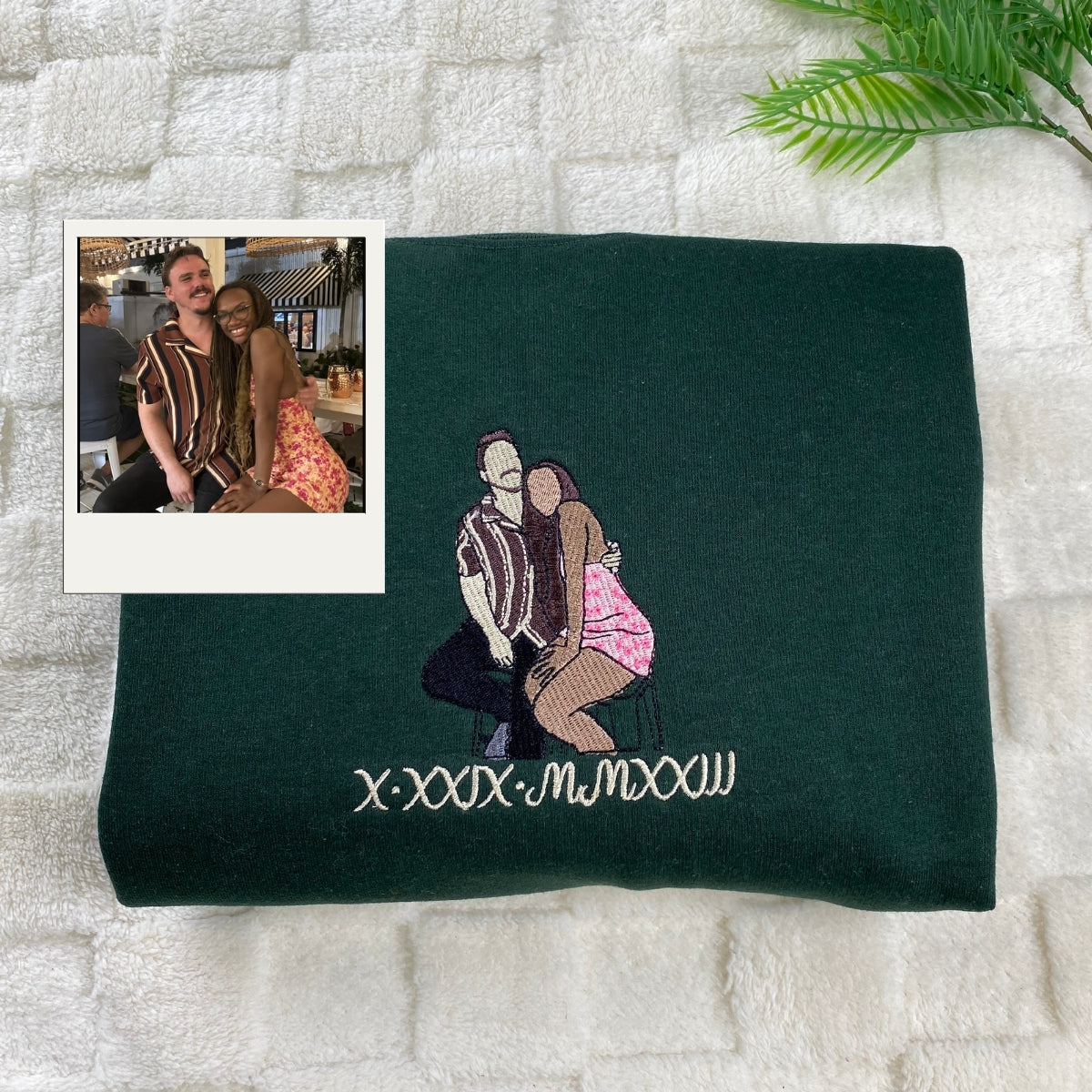 Custom Embroidered Photo Hoodie - Personalized Anniversary Gift for Couples Sweatshirt