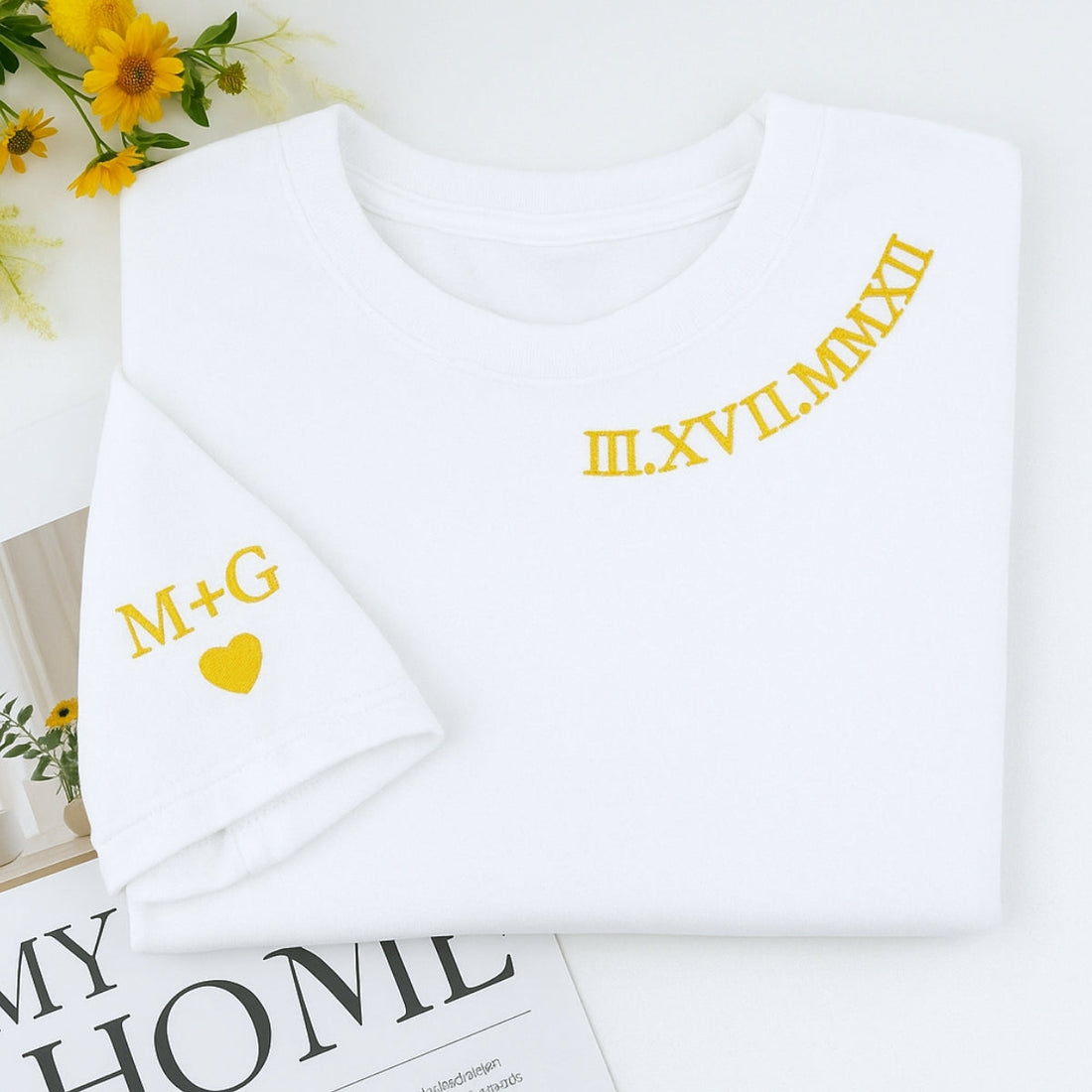 Custom Embroidered Roman Numeral Hoodie - Personalized Anniversary Wedding Gift for Couples